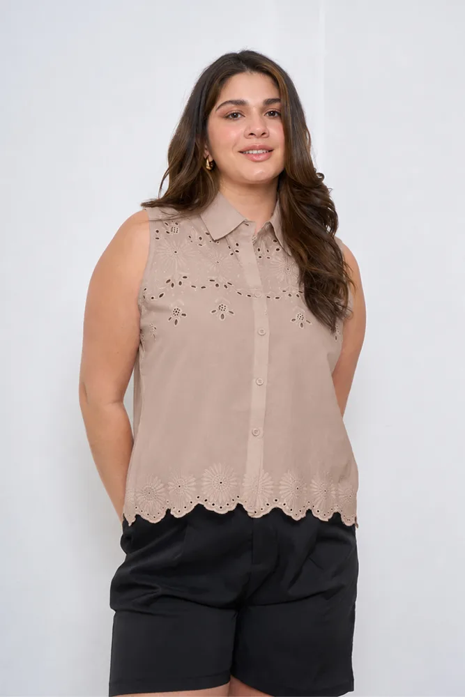 41505 Camisa S-Manga Broderie